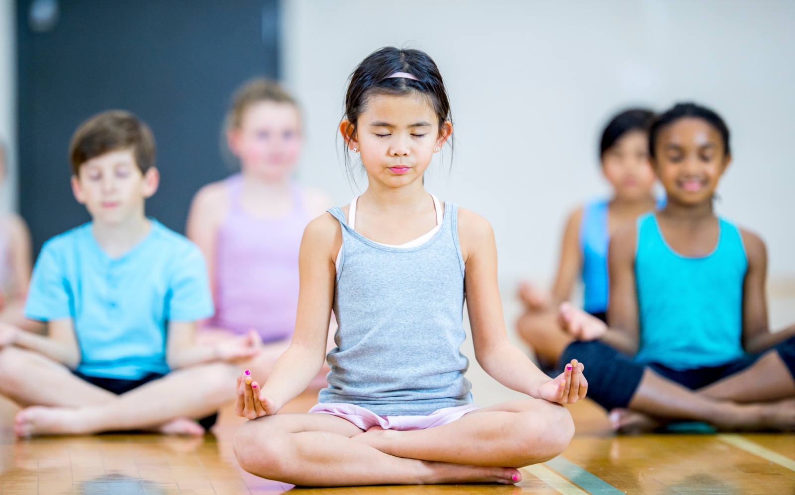 School kids meditating