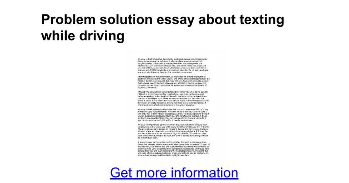 texting and driving problem solution essay