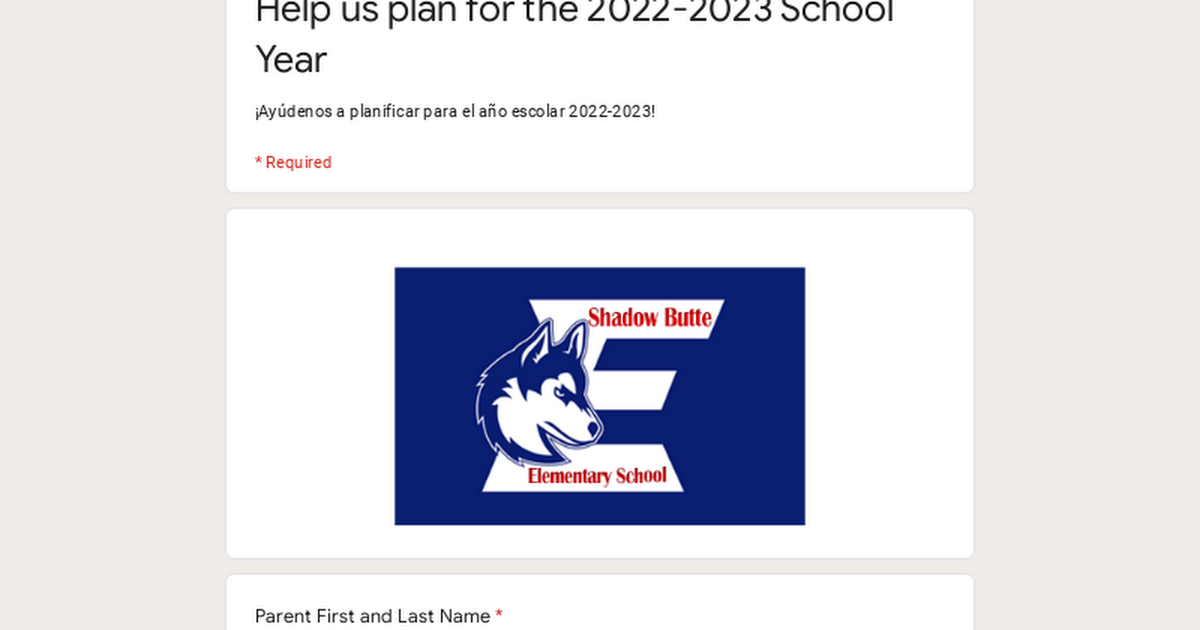 Help us plan for the 2022-2023 School Year