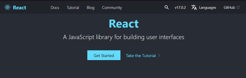 Site do React, biblioteca de JavaScript.