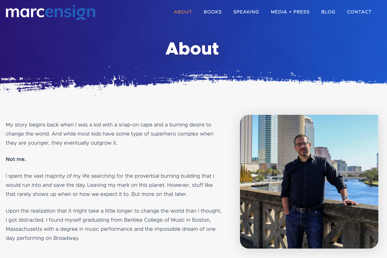 Best About Me Page Examples: Marc Ensign