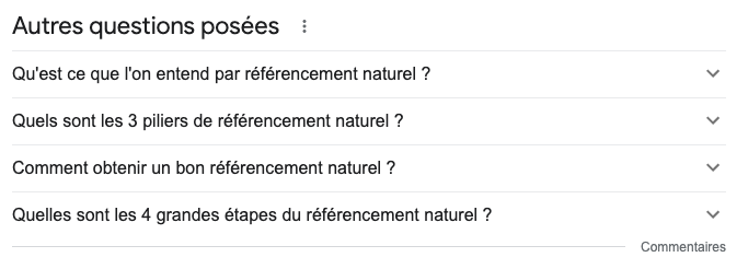 Recherche de mots clés SEO : Autres questions posées Google