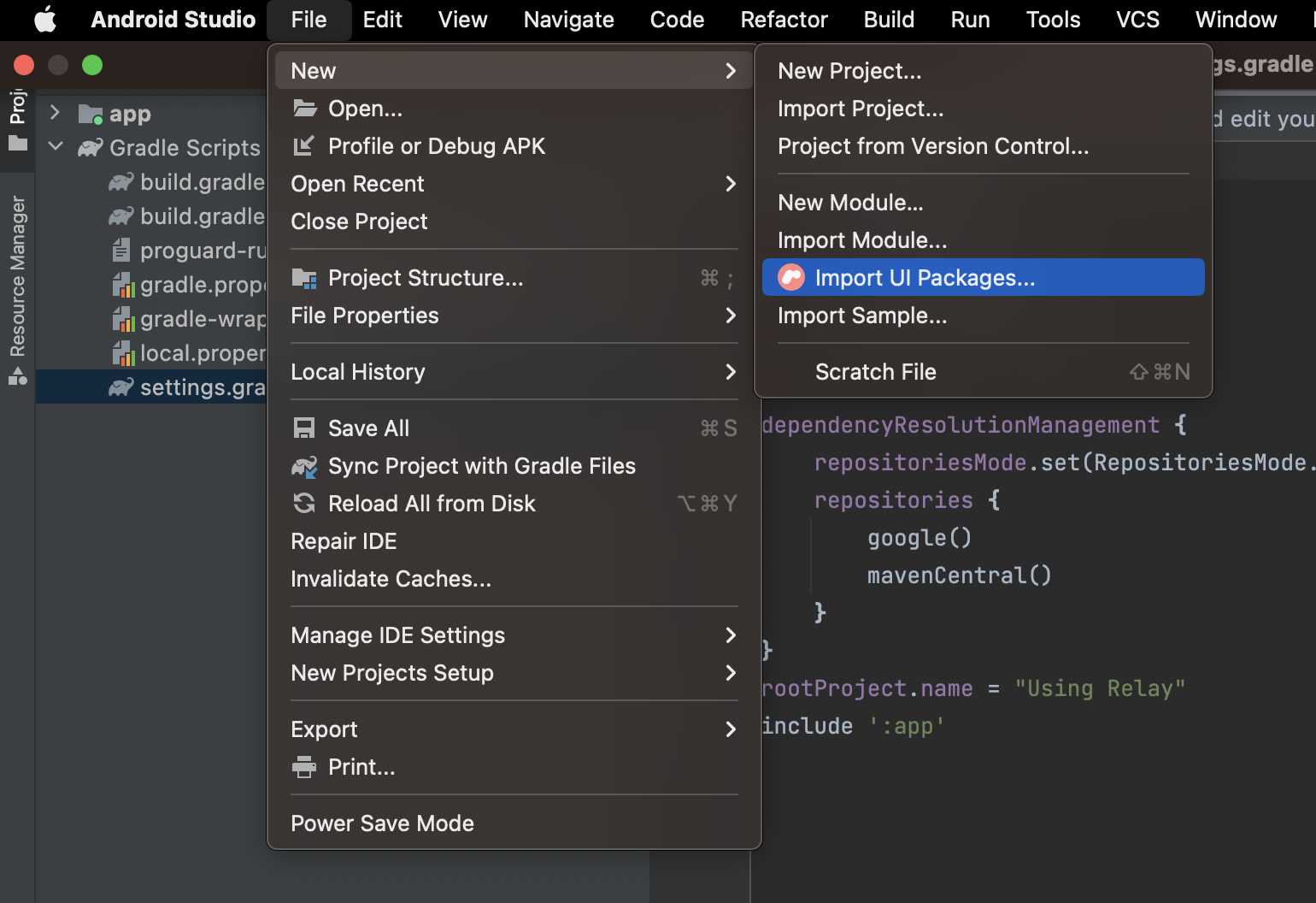 import UI packages into Android Studio