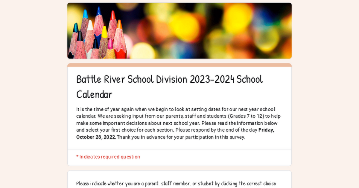 Battle River School Division 2023-2024 School Calendar