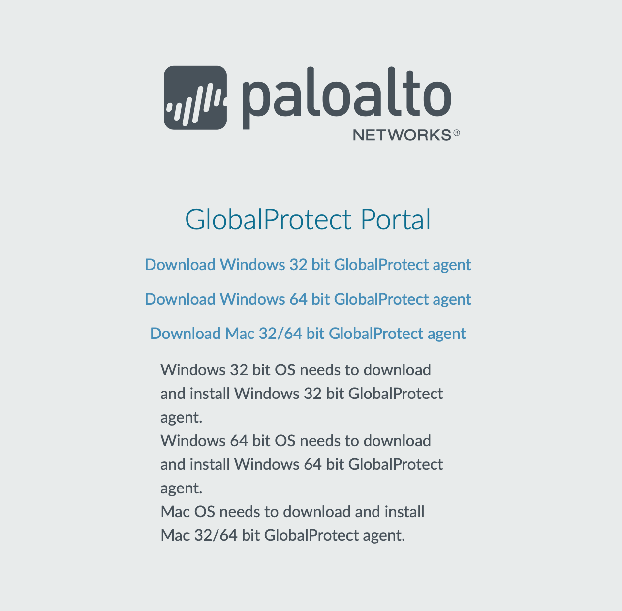 PaloAlto links to download agent for Mac users