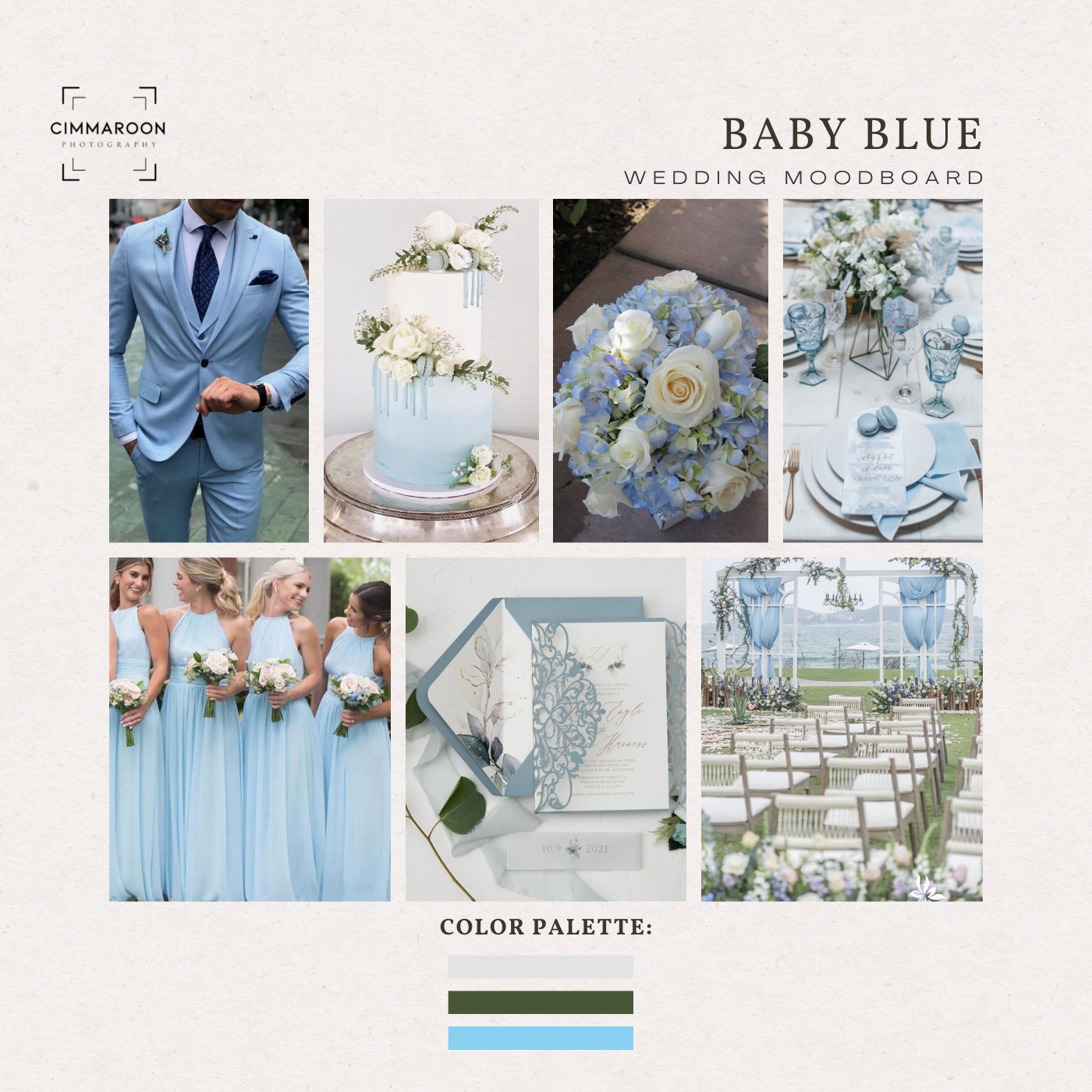 Baby blue beach wedding motif 2023
