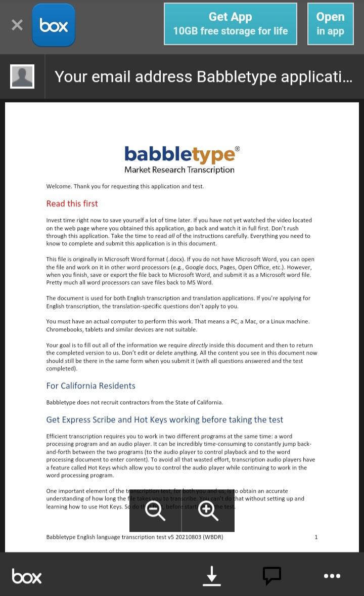 babbletype application form