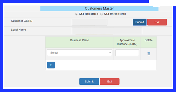 Customers masters section