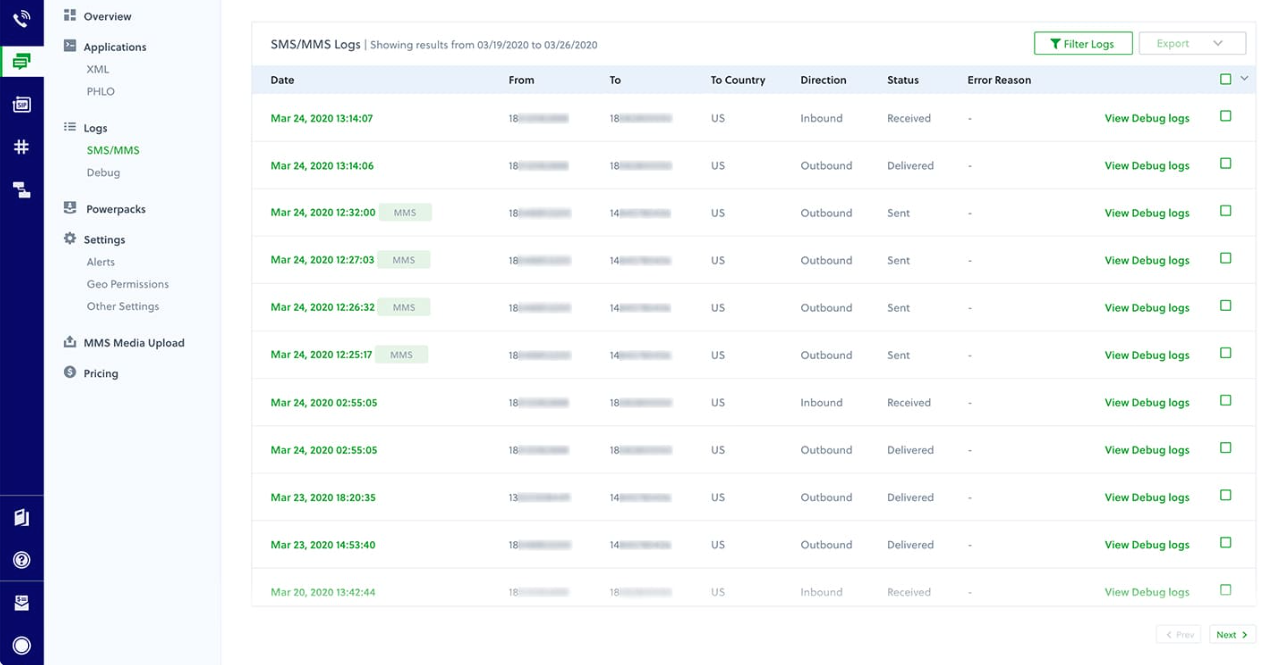 SMS APIs in India | Plivo product dashboard