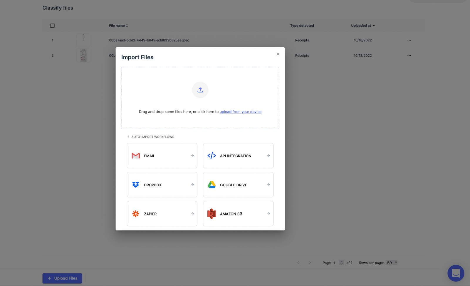 Import documents automatically on Nanonets