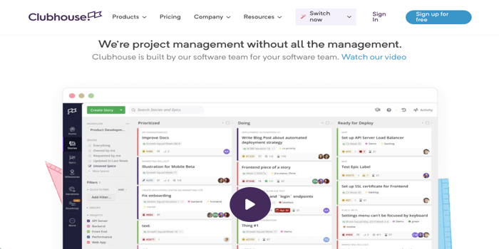 Clubhouse simple alternative to Jira - project management without all the management