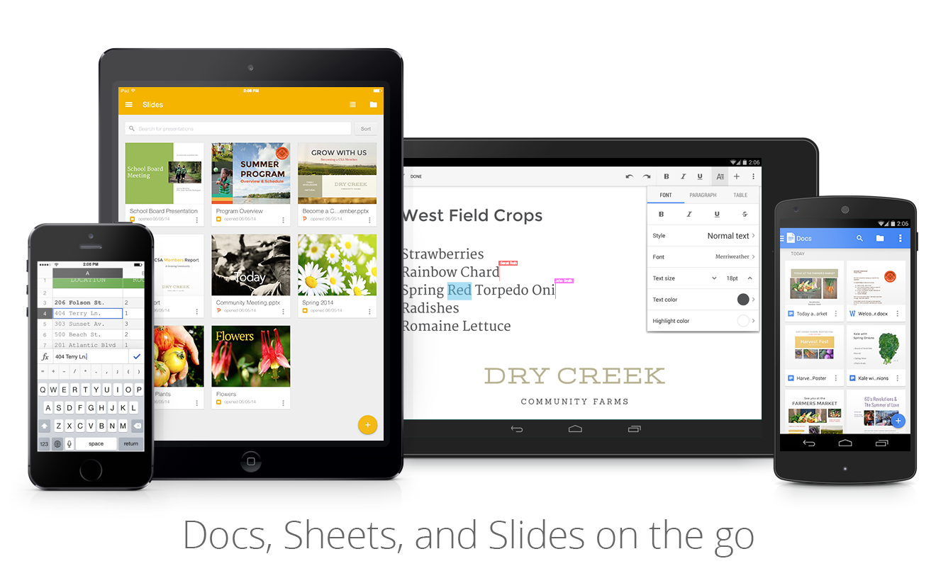 Google Docs, Sheets, and Slides mobile images
