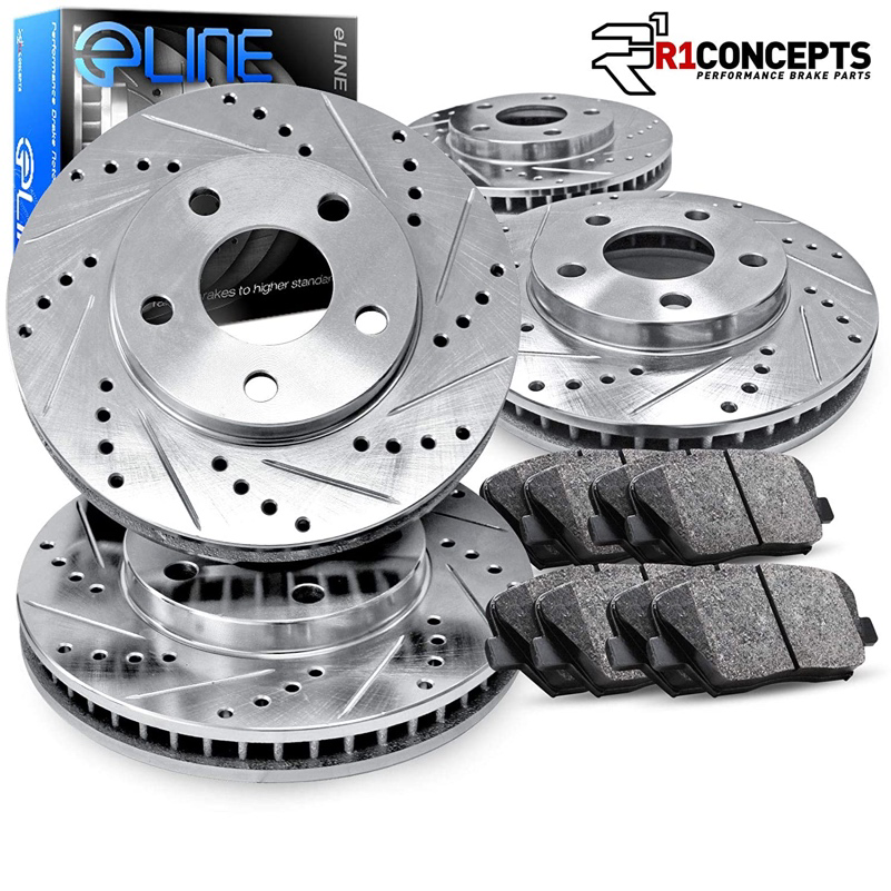 eLine Drilled Slotted Brake Rotors Kit & Ceramic Pads CEC.3307102