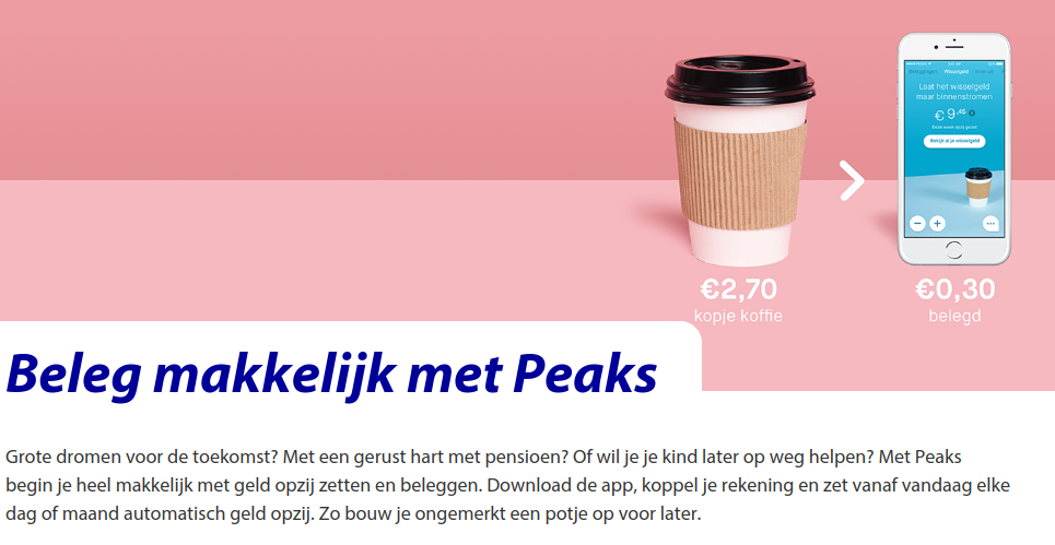 Omschrijving van Peaks op de website van de rabobank.