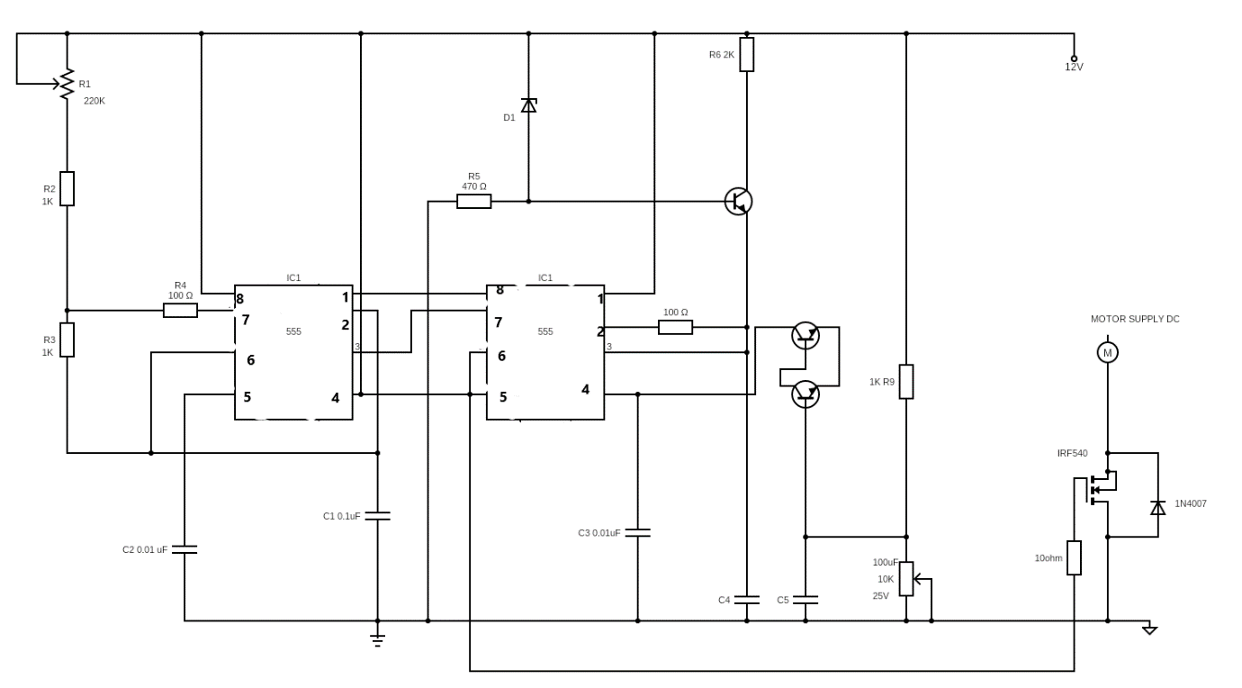 Simplified circuit diagram for treadmill motor controller