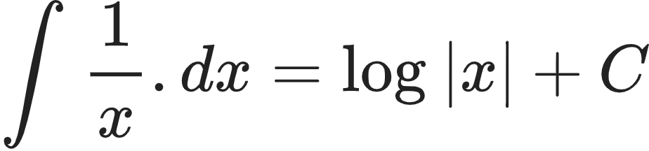 {"type":"align*","font":{"family":"Arial","color":"#222222","size":10},"code":"\\begin{align*}\n{\\int_{}^{}\\frac{1}{x}.dx}&={\\log_{}\\left|x\\right|+C}\t\n\\end{align*}","id":"17-2","ts":1603537288100,"cs":"YLrYbqTaJVm3jwf7+qUaMg==","size":{"width":153,"height":36}}