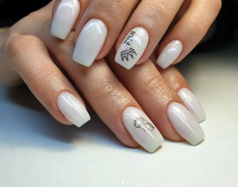 Wild Lady White Nails With Design