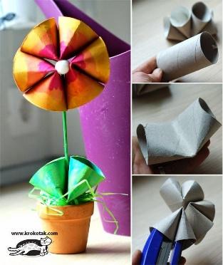 Flores feitas com rolo de papel higiênico para a primavera ...