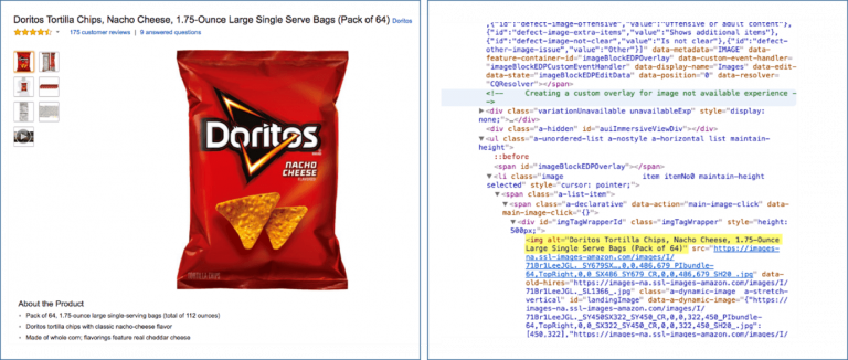 screenshot example of the Doritos crisp packet and ai