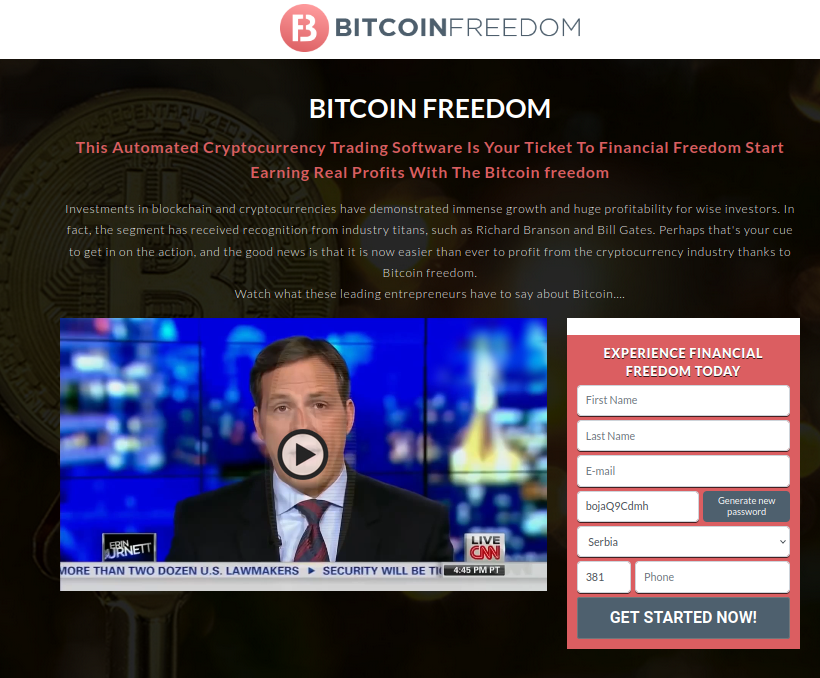 Bitcoin Freedom frontpage