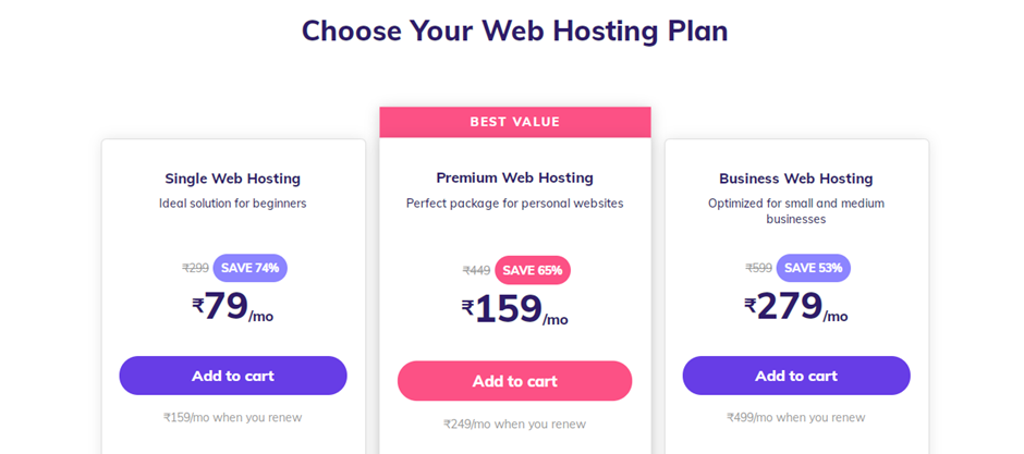 shared web hosting plan by Hostinger