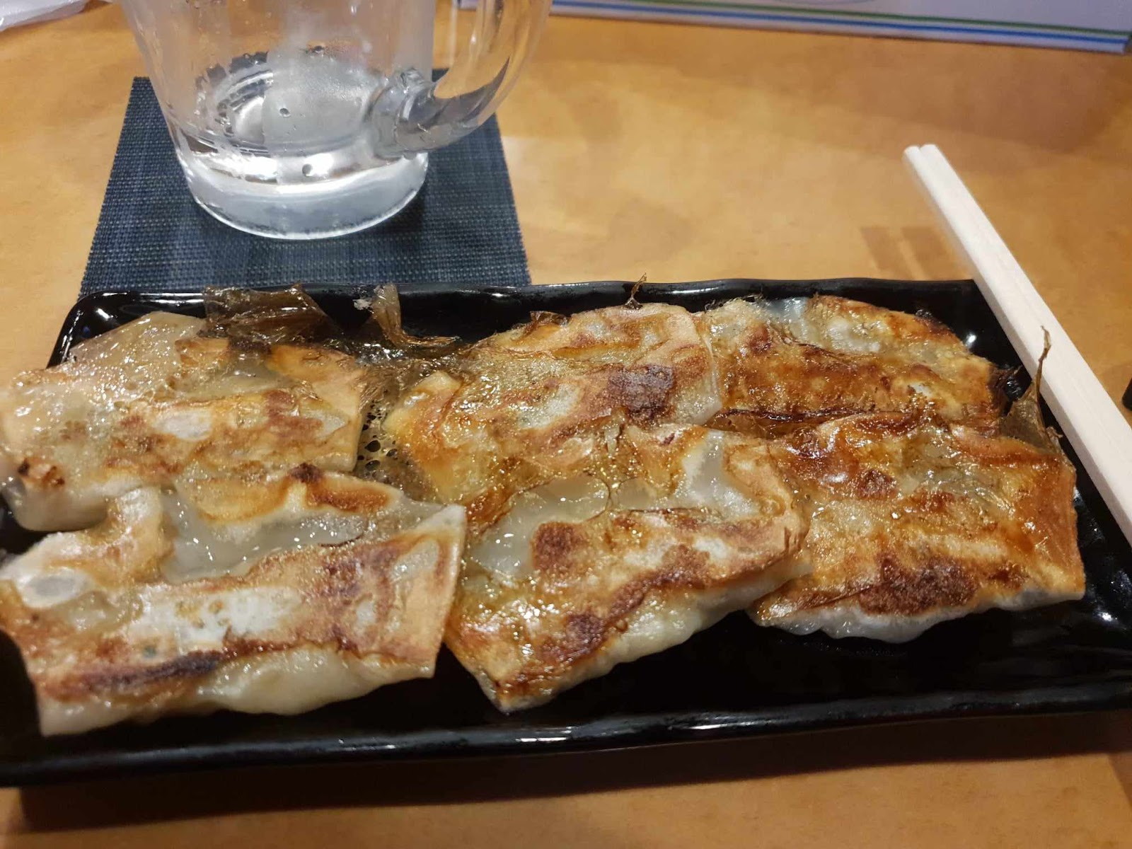 square pan-fried gyoza at Kotetsuya in Osaka