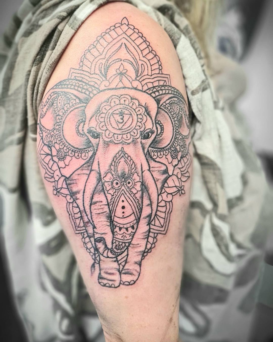 Mandala Elephant Tattoo Style