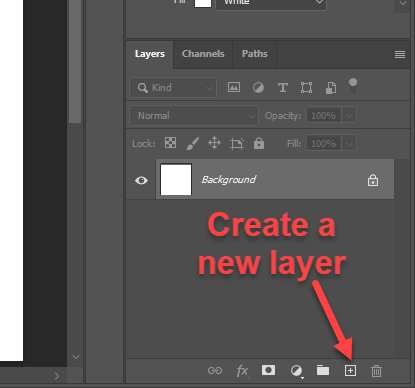 Click the Create a New Layer button at the bottom of the Layers panel in Photoshop