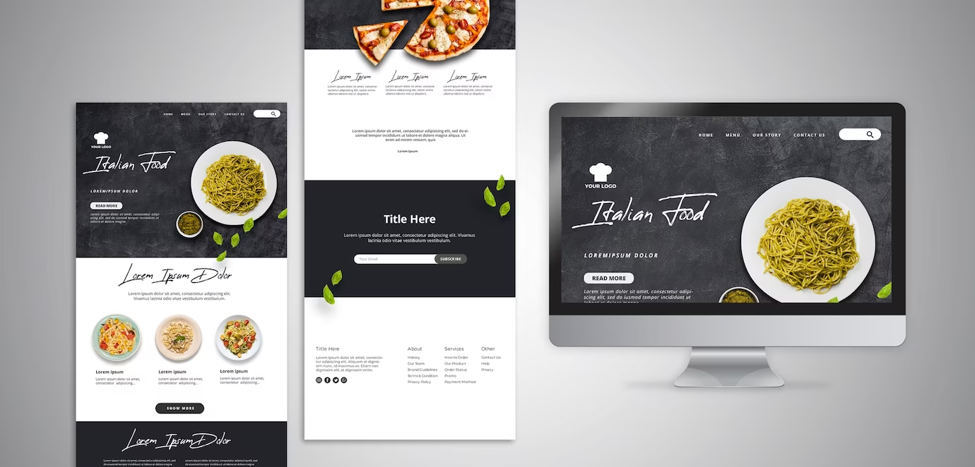 A landing page template for traditional a Italian restaurant