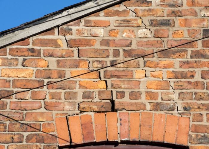 Diagonal Cracks in Masonry Wall Due to Soil Subsidence