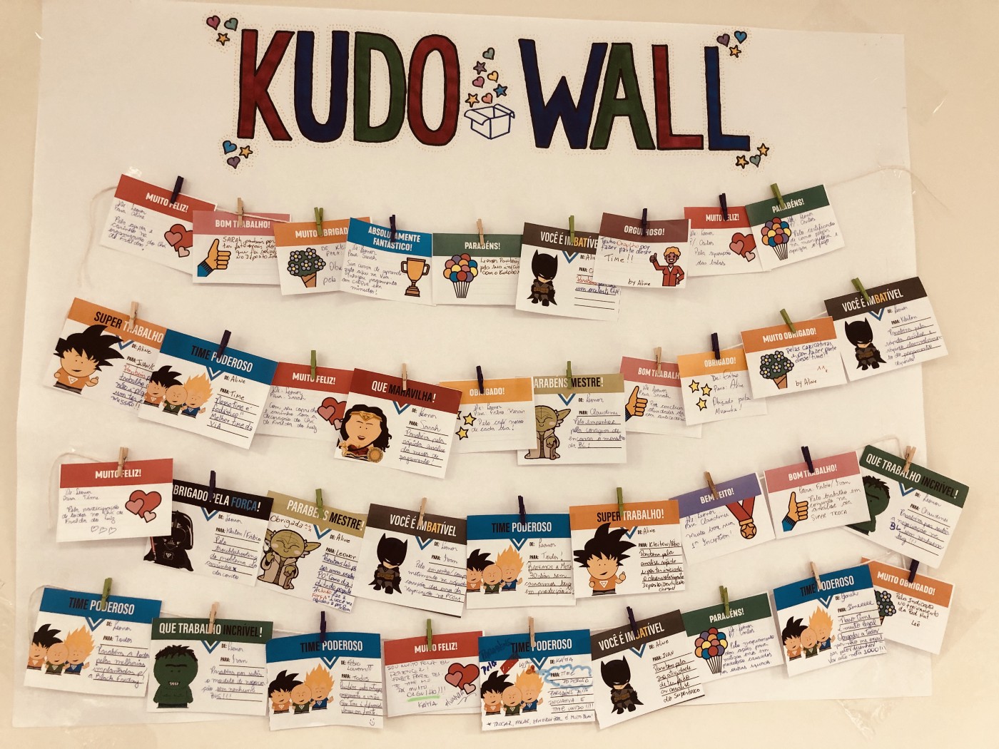 Kudo Wall é uma boa maneira de incentivar e reconhecer os colaboradores.