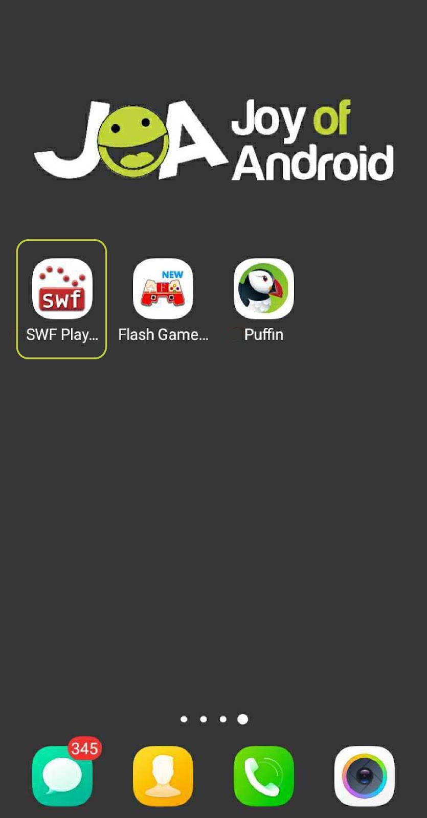 Tap on the SWF Player on your home screen to launch the app.