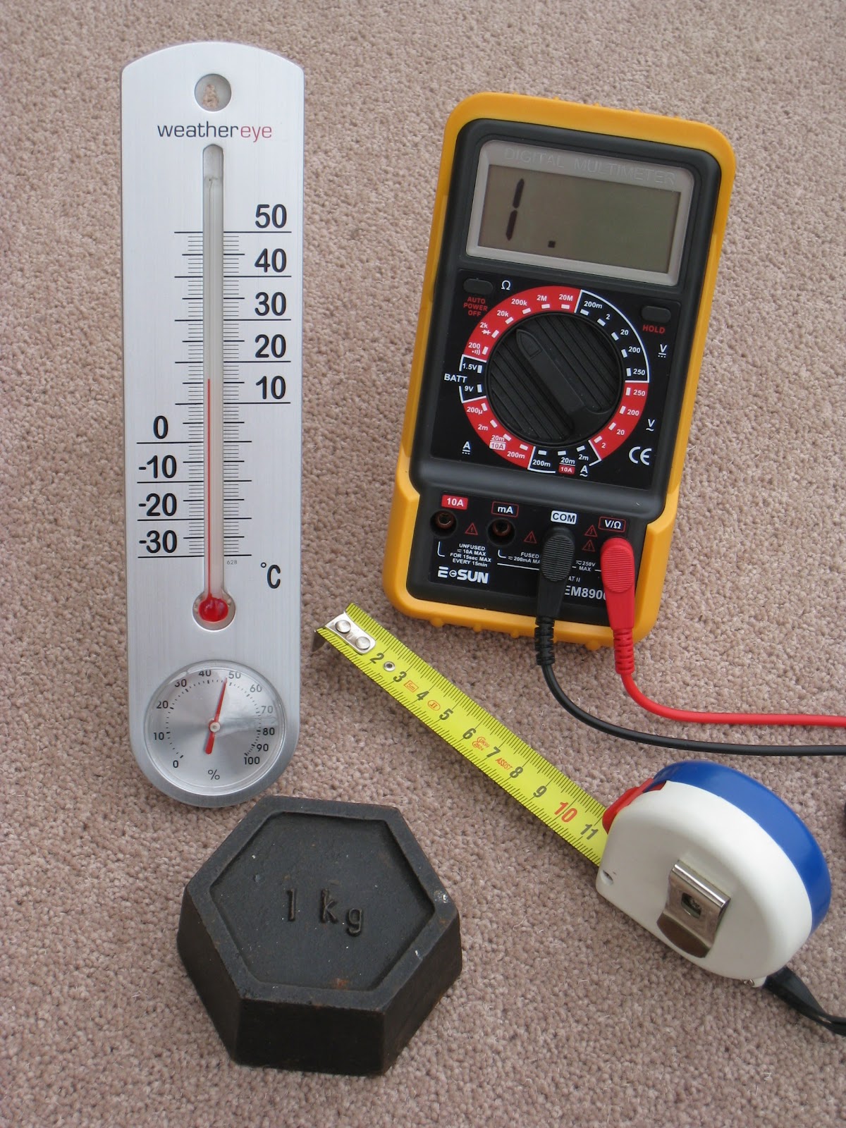 Four measuring devices having ...