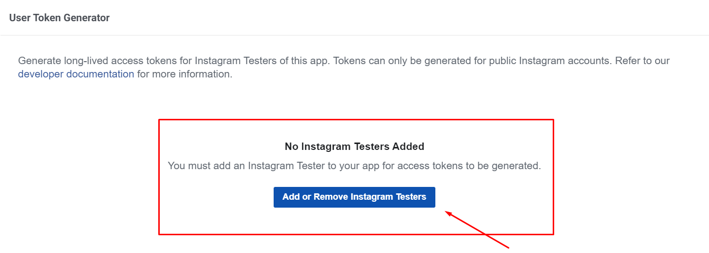 Add or Remove Instagram Testers to generate Instagram access token