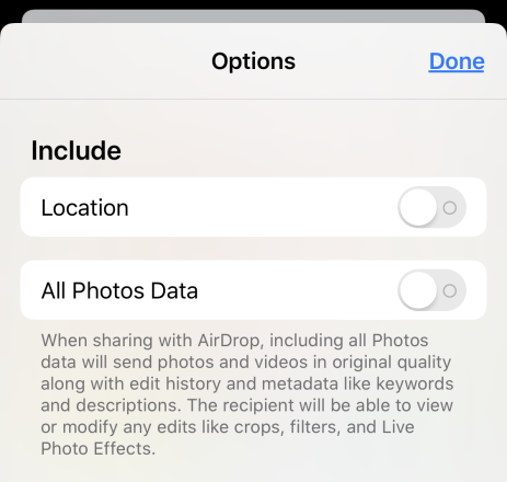 Strip Data From Photos When Sharing