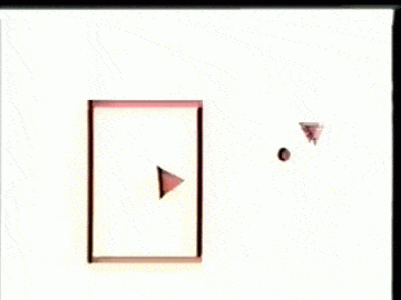 Short animation of two triangles and a dot