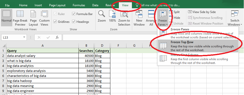 Freeze Panes in Excel - Naukri Learning
