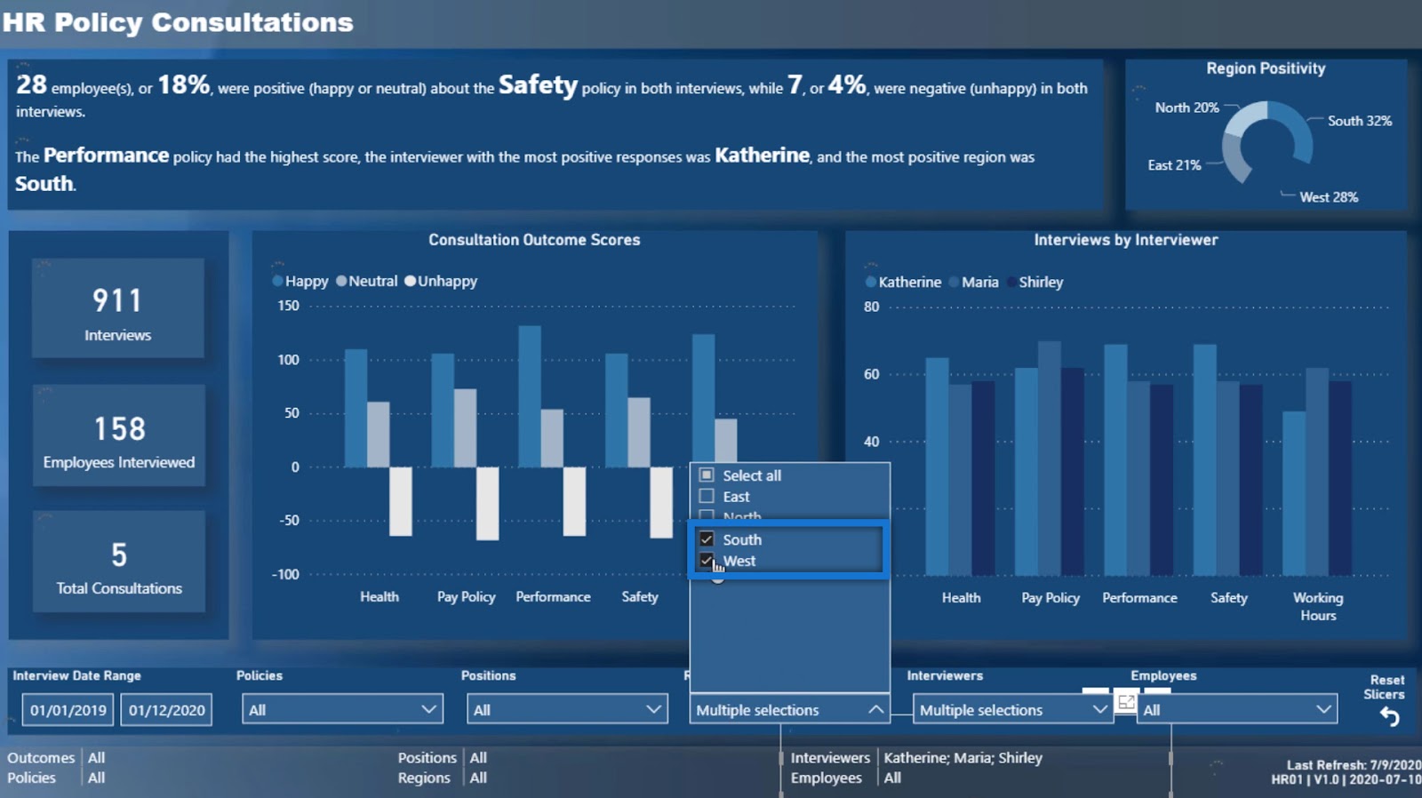 multiple selections in a Power BI slicer