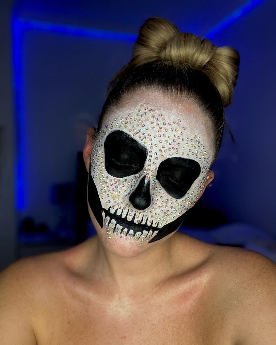 Rhinestone Skull Makeup