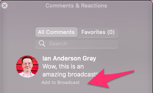 Adding comments in Ecamm Live