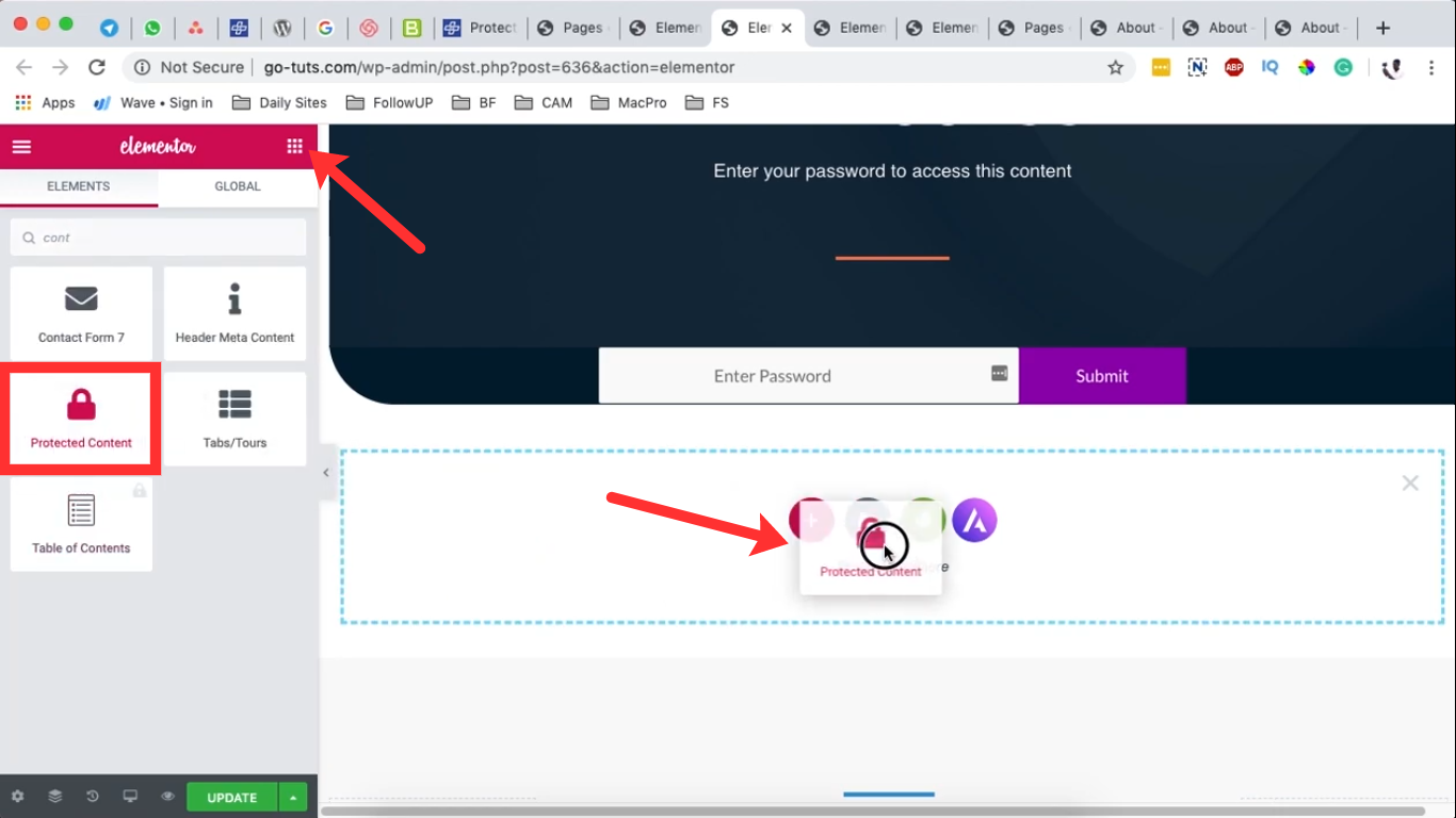 Password Protect Content Using Elementor