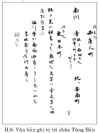 Văn bản ghi vị trí chùa Tùng Bản
