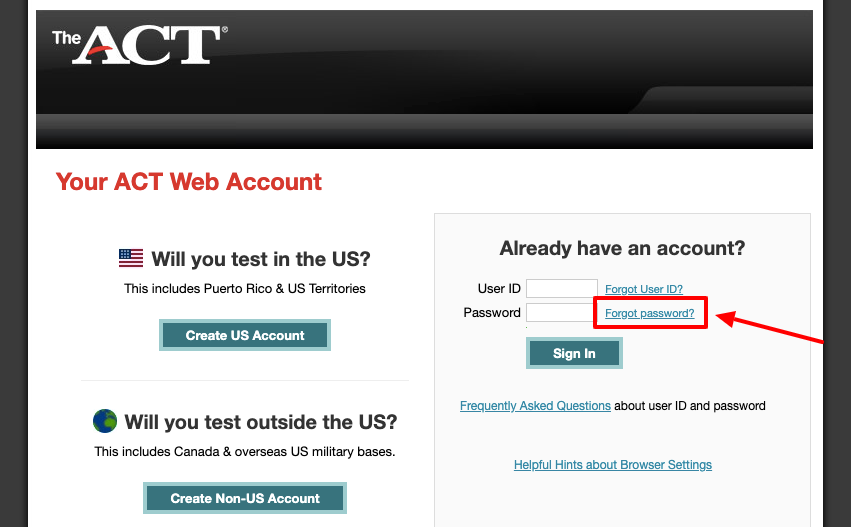 ACT Student Web Services