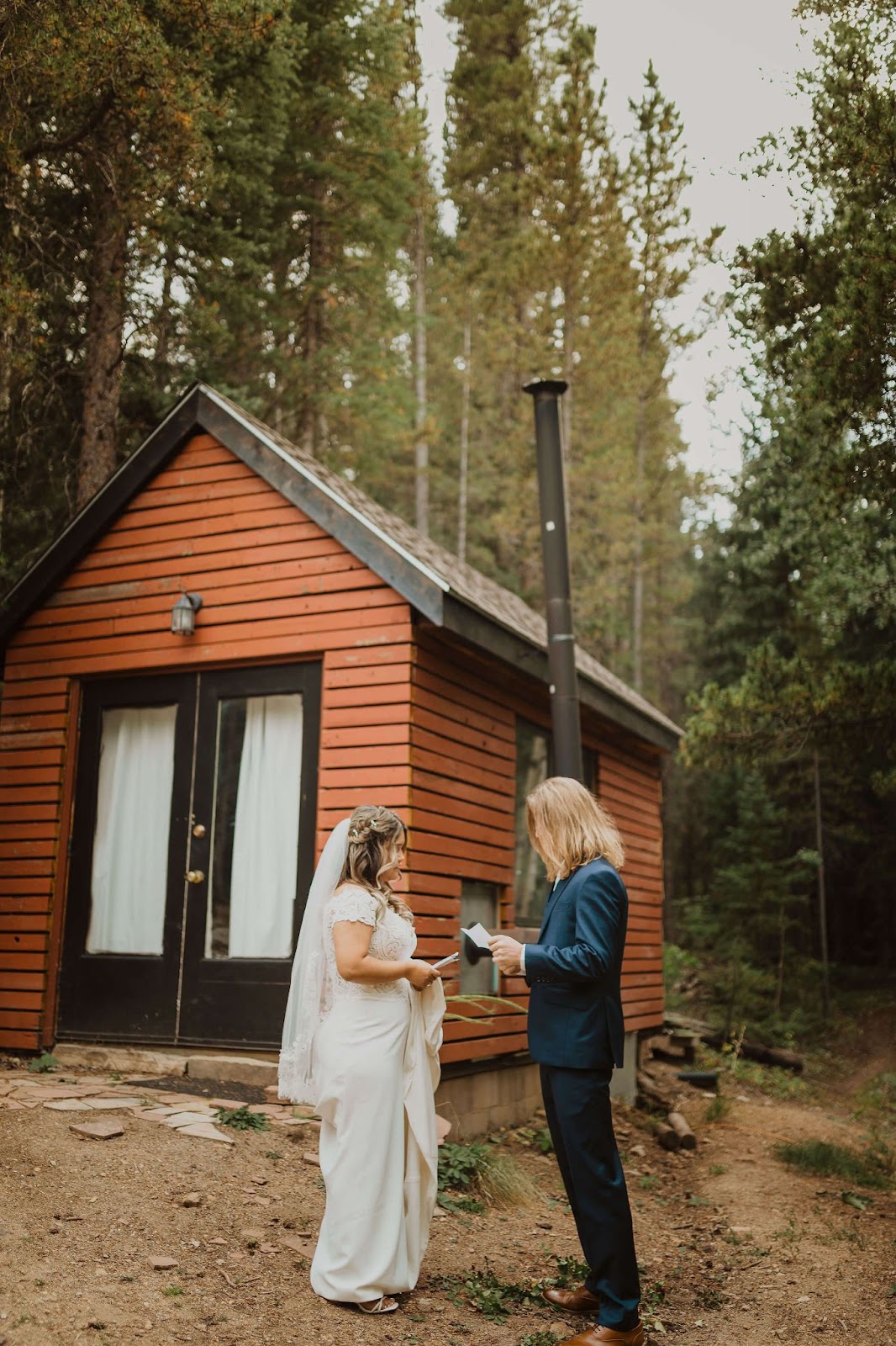 couple reading elopement vows