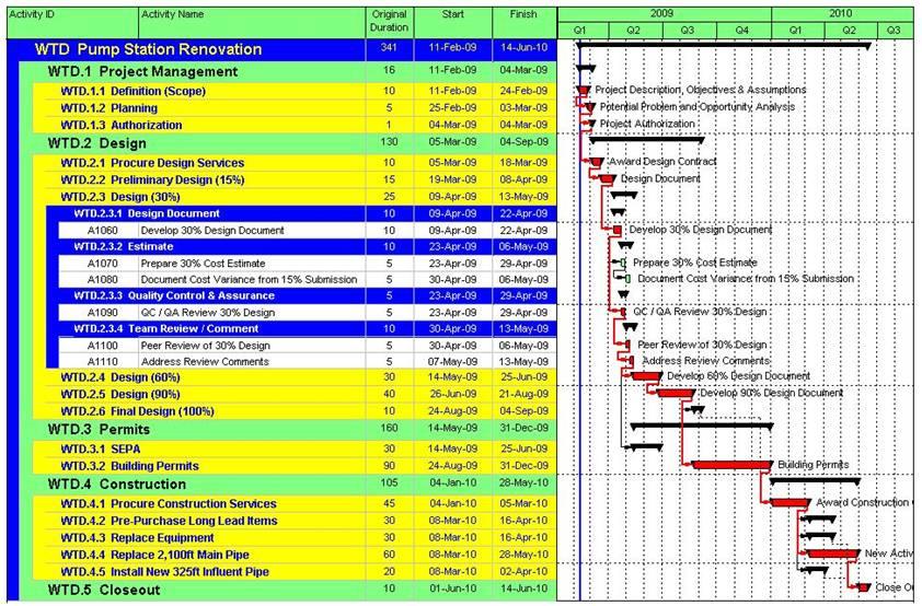 NetPoint Primavera scheduling and planning chart