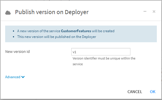 publish version on deployer