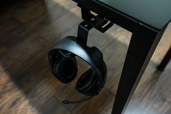 gaming desk with headphones