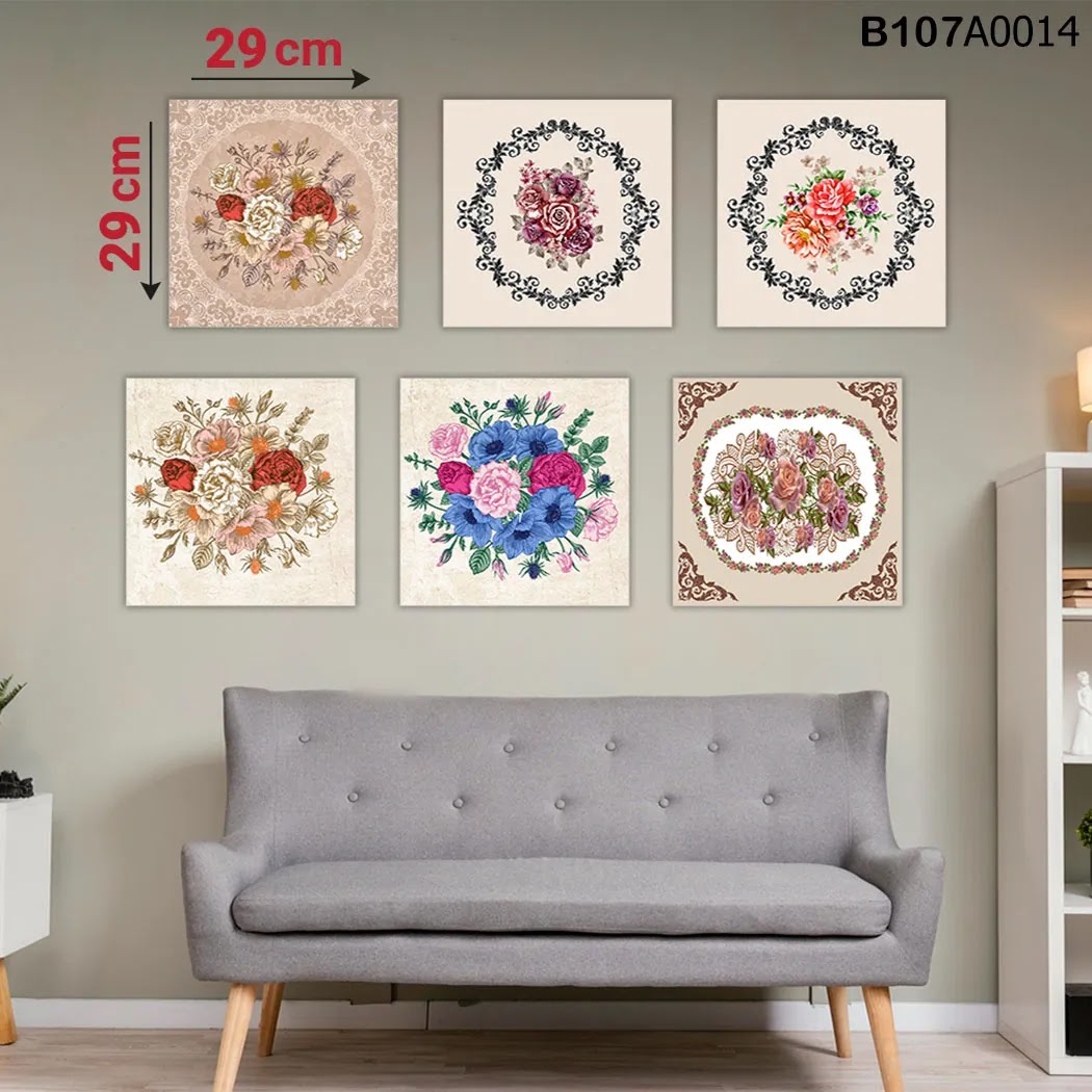 لوحة حائط خشبية مطبوعة – طقم 6 قطع