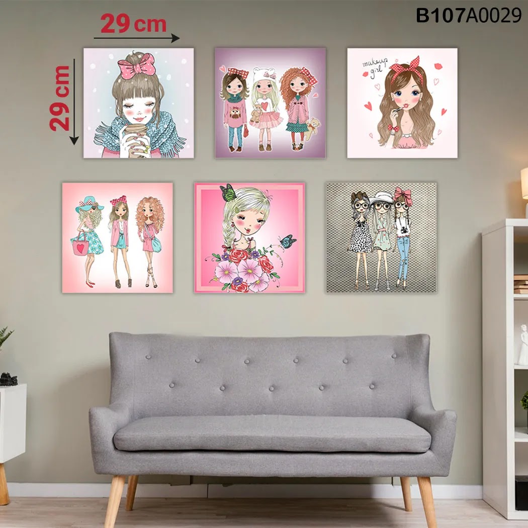 لوحة حائط خشبية مطبوعة – طقم 6 قطع