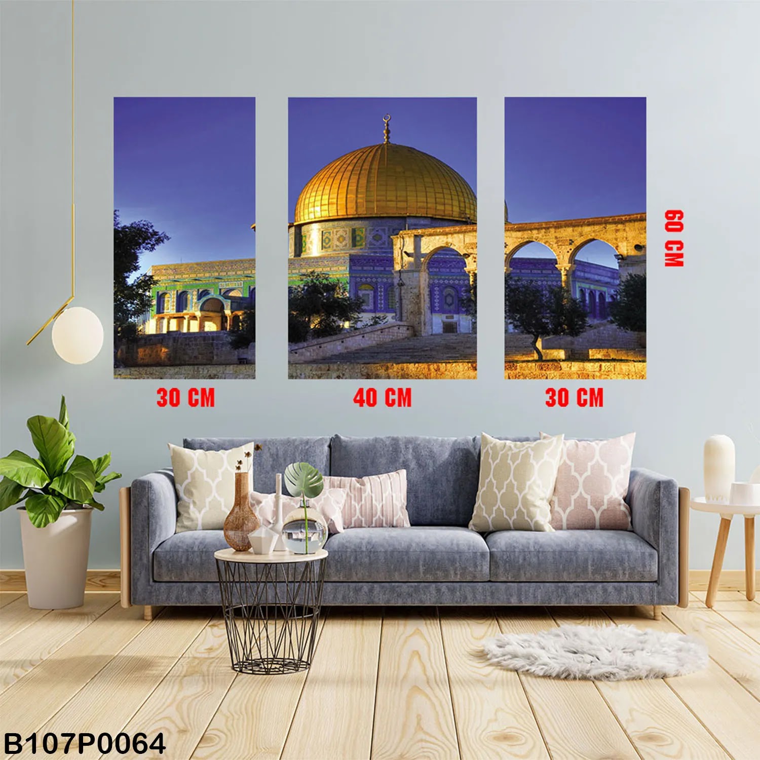 Triptych panel with Al-Aqsa Mosque view